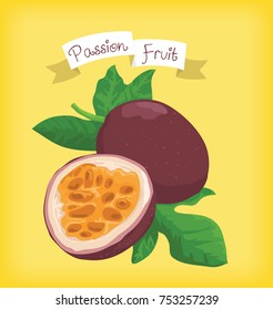 Passion Fruit vector design, slices