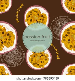 Passion fruit vector illustration, hand draw sketch seamless pattern vector. tropical fruit.