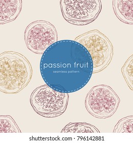 Passion fruit vector illustration, hand draw sketch seamless pattern vector. tropical fruit.