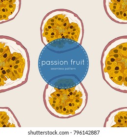 Passion fruit vector illustration, hand draw sketch seamless pattern vector. tropical fruit.