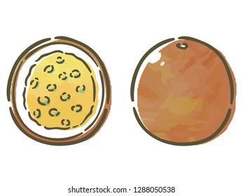 passion fruit with watercolor texture