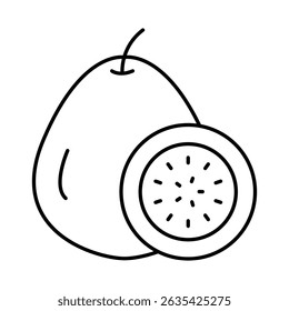 Passion Fruits Editable Stroke Icons. Healthy Eating, Vegan Food, Diet, Weight Loss, Vegetarian Food Themes Vector Illustration