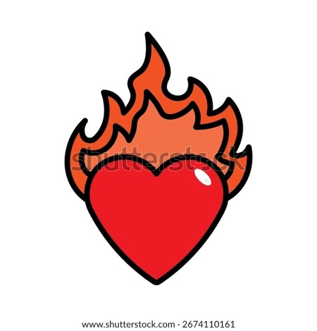 Passion Heart with Flames Icon