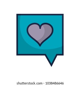 passion heart sign inside chat bubble