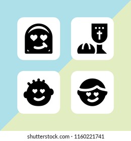 passion icon. 4 passion set with last supper, in love and love vector icons for web and mobile app