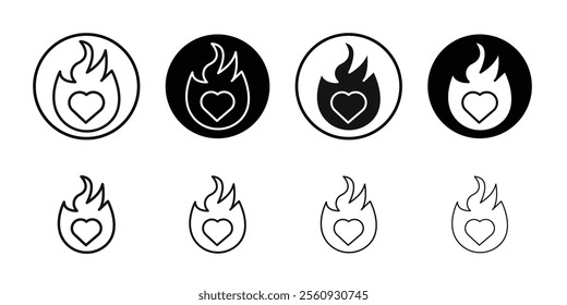 Passion icon Flat outline fill set collection