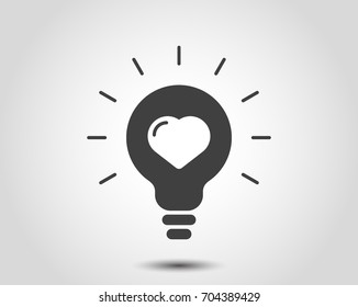 Passion icon. Heart shape in a light bulb. Abstract icon. Icon, passion, feeling, abstract, adore, art, bulb, card, concept, conceptual, creative