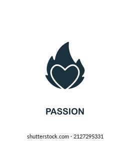 Icono de pasión. Icono monocromo simple para plantillas, diseño web e infografías