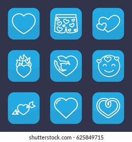 Passion icon. set of 9 outline passion icons such as heart, broken heart