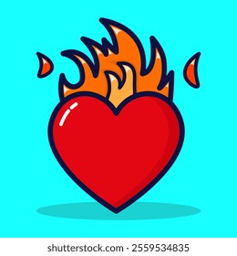 Passion icon. Soft skills concept with heart burning. Isolated on premium design. Lineal color style. Cartoon flat vector illustration.