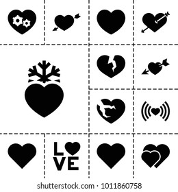 Passion icons. set of 13 editable filled passion icons such as heart, heart with arrow, hearts