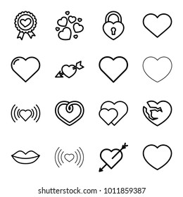 Passion icons. set of 16 editable outline passion icons such as heart, lips, heart with arrow