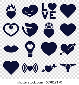 Passion icons set. set of 16 passion filled icons such as lips, heart, heart with arrow