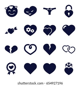 Passion icons set. set of 16 passion filled icons such as heart, emot in love, broken heart