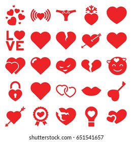 Passion icons set. set of 25 passion filled icons such as heart, lips, heart with arrow, emot in love, broken heart