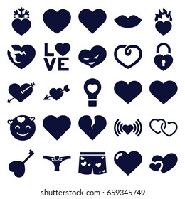 Passion icons set. set of 25 passion filled icons such as heart, lips, heart with arrow, emot in love