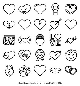 Passion icons set. set of 25 passion outline icons such as heart, lips, heart ribbon, love word