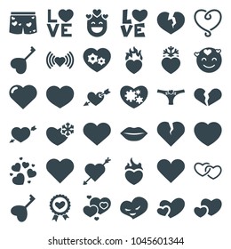 Passion icons. set of 36 editable filled passion icons such as heart, emot in love, broken heart, heart with arrow, love word