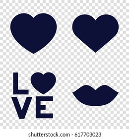 Passion icons set. set of 4 passion filled icons such as lips, love word