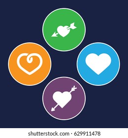 Passion icons set. set of 4 passion filled icons such as heart