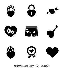 passion icons set. Set of 9 passion filled icons such as heart ribbon