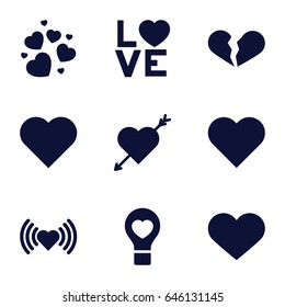 Passion icons set. set of 9 passion filled icons such as heart, broken heart