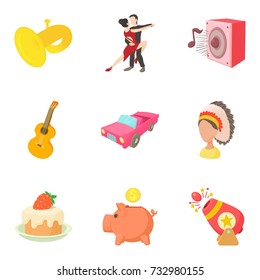 Passion icons set. Cartoon set of 9 passion vector icons for web isolated on white background