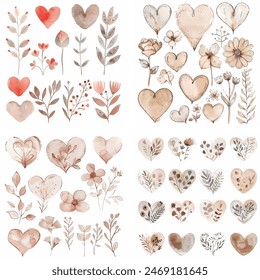 passion invitation lovely romance sketch ornament print watercolor wedding paint romantic greeting graphic grunge heart brush handmade valentines day drawing shape gift happy illustration amour set