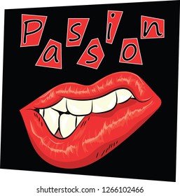 passion, lips, bitten lower lip