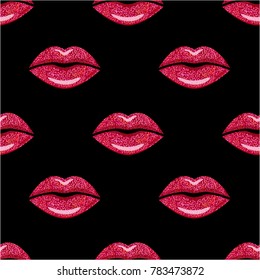 Labios de pasión. El amor es un patrón sin fisuras. Impresión de belleza vectorial