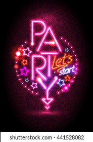 Passion Pink Neon Lights Party Design, Cocktail Party Poster 