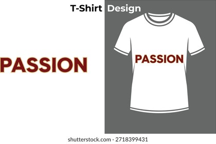 Ilustração do vetor da t-shirt da tipografia vermelha da paixão, design de texto em negrito para emoção forte, energia do amor, e conceitos de sentimento intenso.