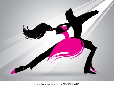 Passion Tango dancing. Silhouette drawing vector.Can be used for banners, cards, covers, etc.