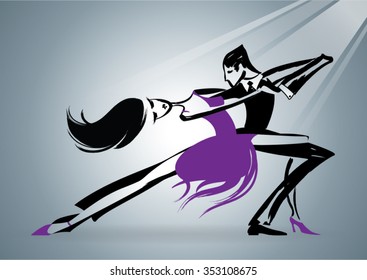 Passion Tango dancing. Sketch drawing vector.Can be used for banners, cards, covers, etc.