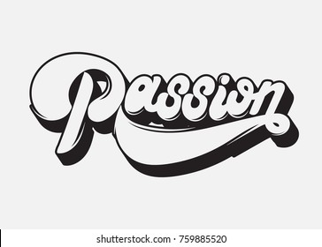 Passion Vector Handwritten Lettering Made 90s Stock Vector (Royalty ...