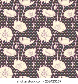 Passion violet seamless poppy pattern
