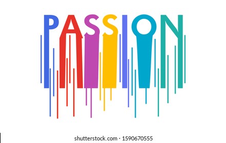 "Passion" writing typography, tee shirt graphics,Black and white slogan.t-shirt printing.Can be used on t-shirts, hoodies, mugs, posters and any other merchandise.