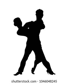 Passionat couple dancing silhouette
