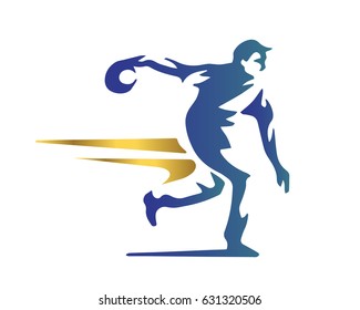 Passionate Bowling Athlete In Action Logo