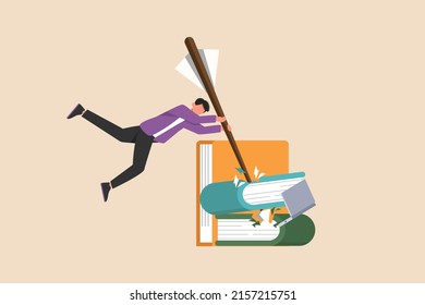 Empresario apasionado usando flechas para resolver problemas. gestión del estrés. Ilustración vectorial.