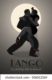 Passionate couple dancing tango: handsome man and beautiful woman dancing tango on the ballroom. 