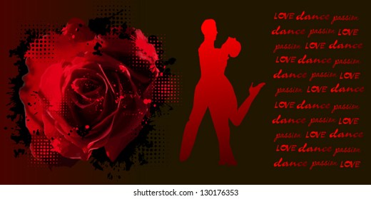 Passionate dance the tango with a rose