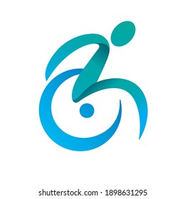 Passionate Disability People Support Logo. Wheel Chair Logo Illustration.