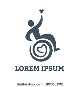 Passionate Disability People Support Logo. Wheel Chair Logo Illustration.