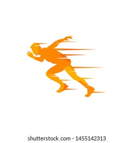 Passionate Fast Sprint Runner Symbol In Isolated White Background