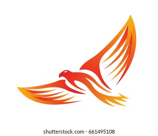 Passionate Flaming Imaginary Mythology Creature Logo - Eagle