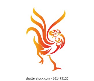 Passionate Flaming Imaginary Mythology Creature Logo - Rooster
