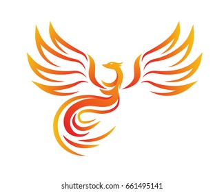 Passionate Flaming Imaginary Mythology Creature Logo - Phoenix