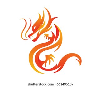 Passionate Flaming Imaginary Mythology Creature Logo - Dragon