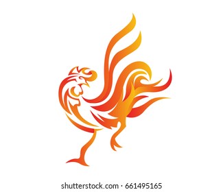 Passionate Flaming Imaginary Mythology Creature Logo - Rooster